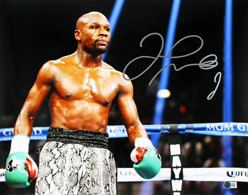 Floyd Mayweather Signed Boxing Print Size 16″ x 20″ with Beckett COA